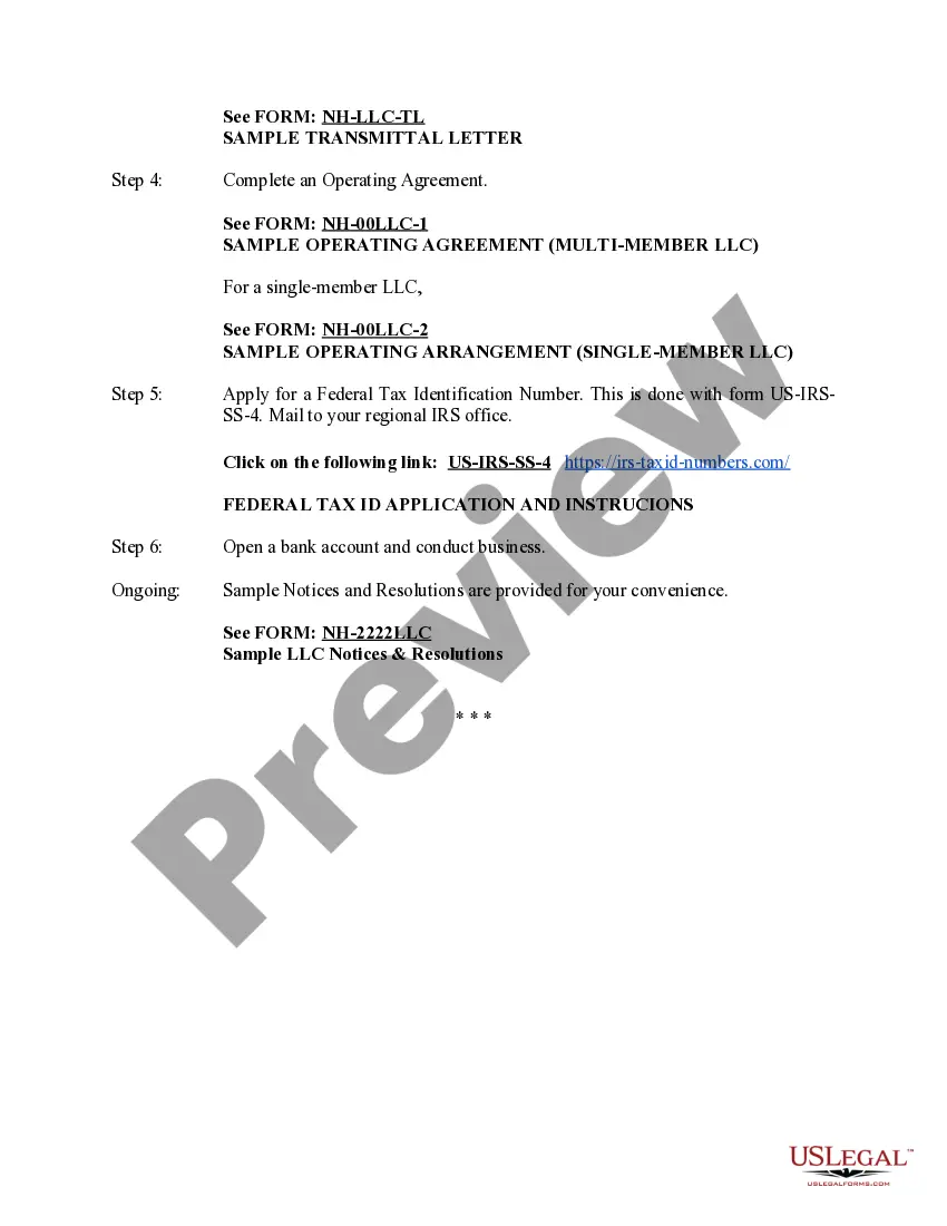 Get New Hampshire Limited Liability Company LLC Formation Package Preview New Hampshire Limited Liability Company LLC Formation Package