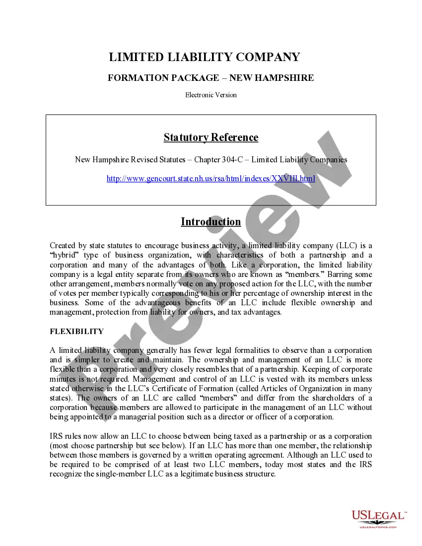 Get New Hampshire Limited Liability Company LLC Formation Package Preview New Hampshire Limited Liability Company LLC Formation Package
