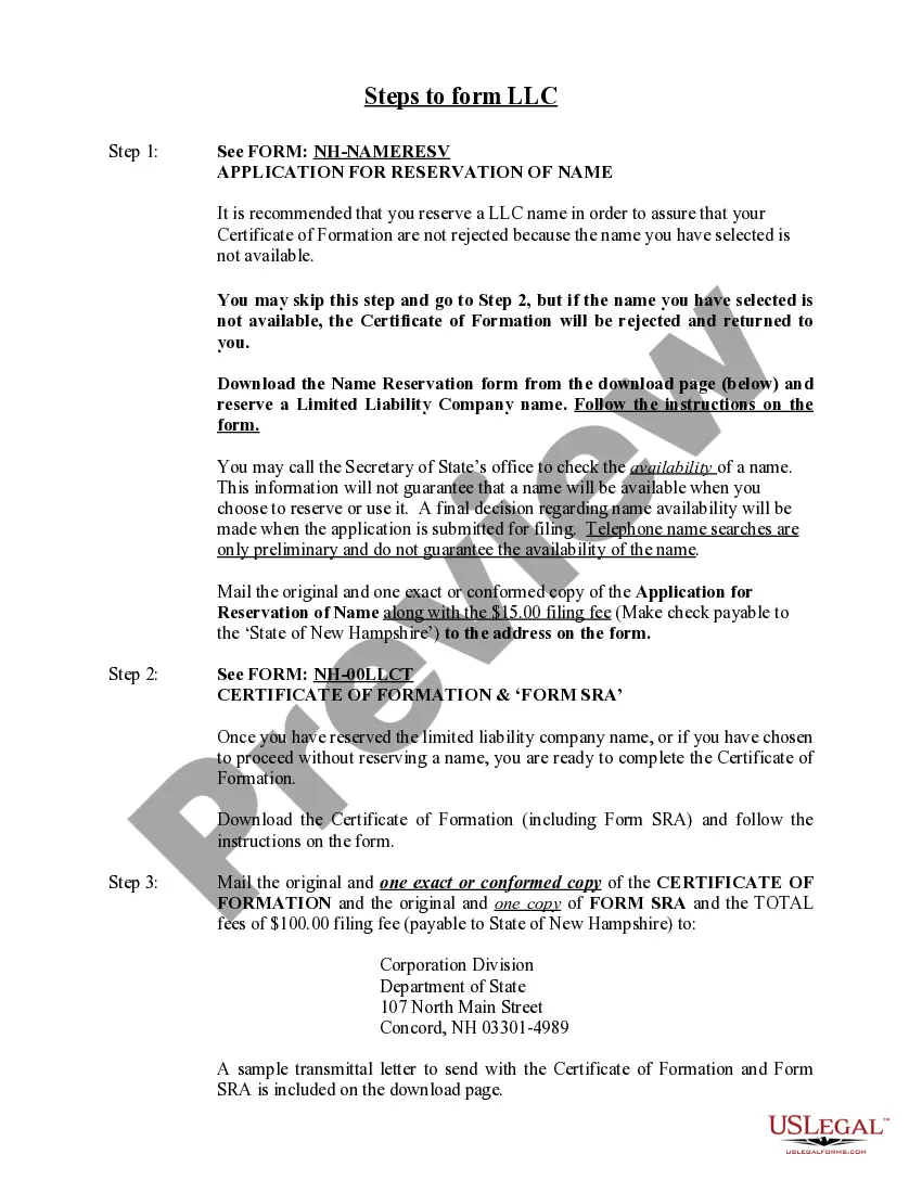 Get New Hampshire Limited Liability Company LLC Formation Package Preview New Hampshire Limited Liability Company LLC Formation Package