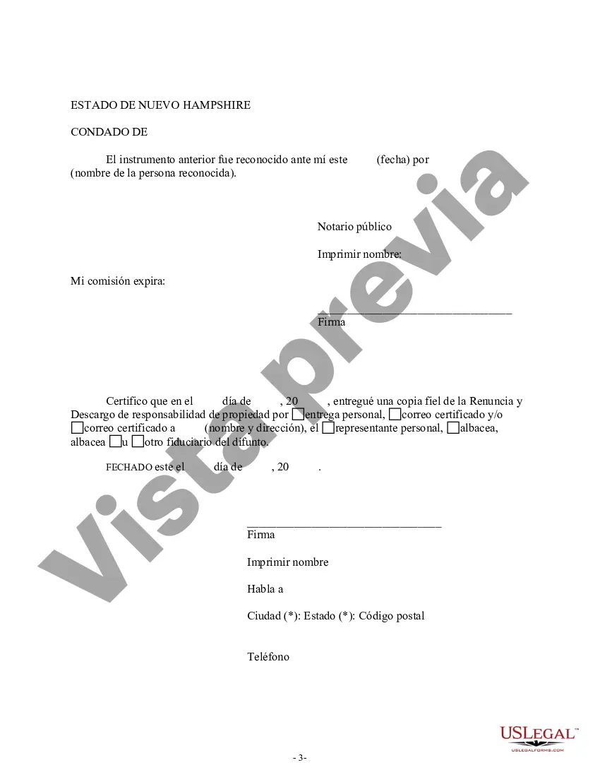 Preview Renuncia y renuncia de tenencia conjunta o interés de tenencia