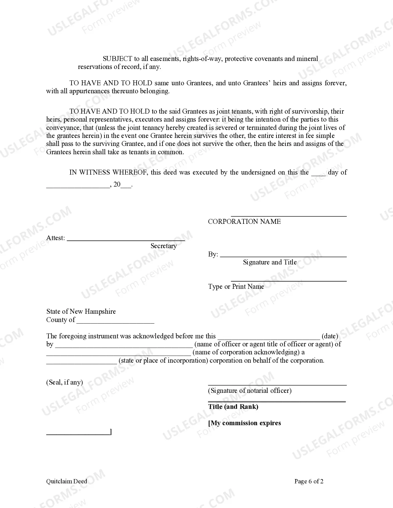 Preview Quitclaim Deed from Corporation to Husband and Wife