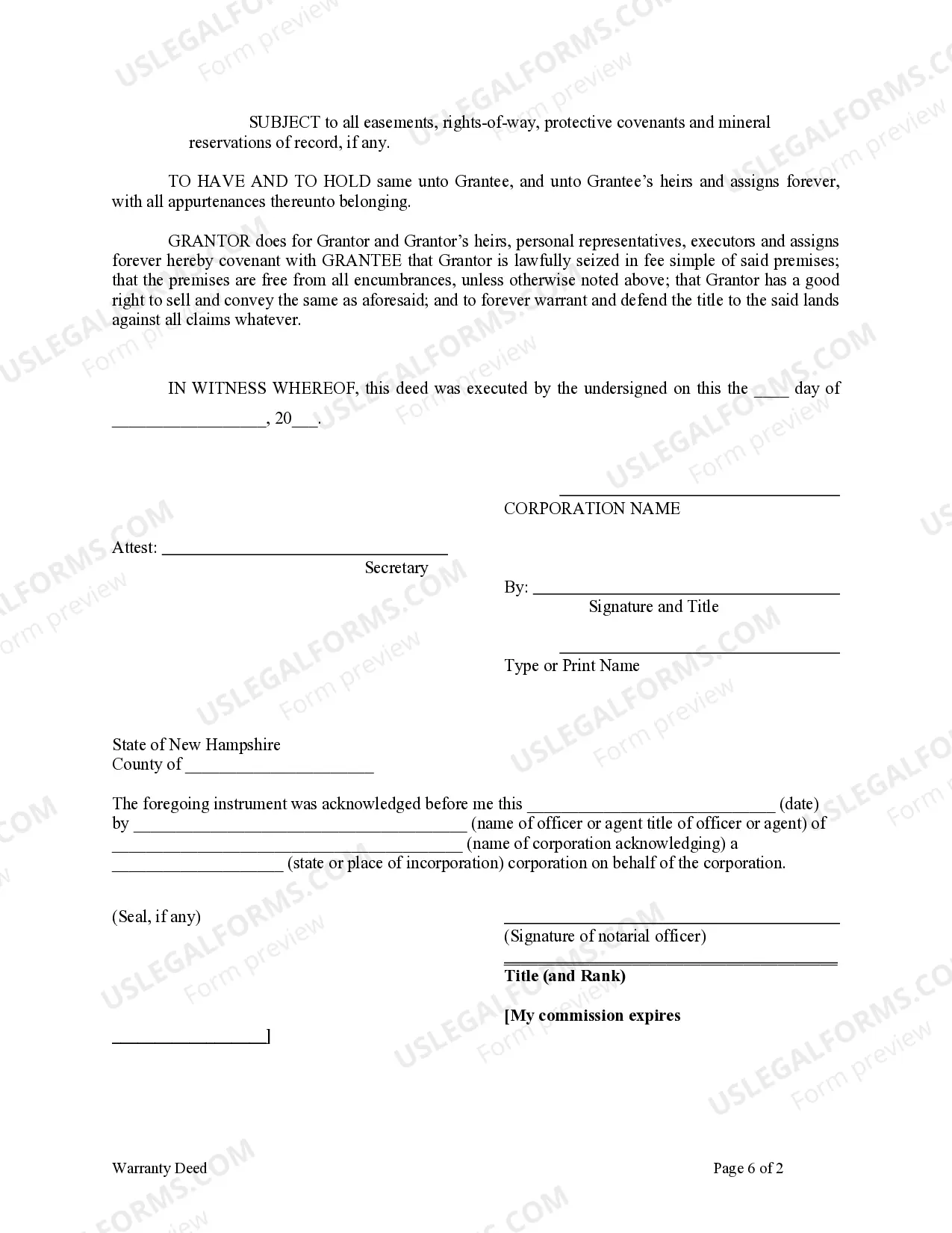 Preview Warranty Deed from Corporation to Individual