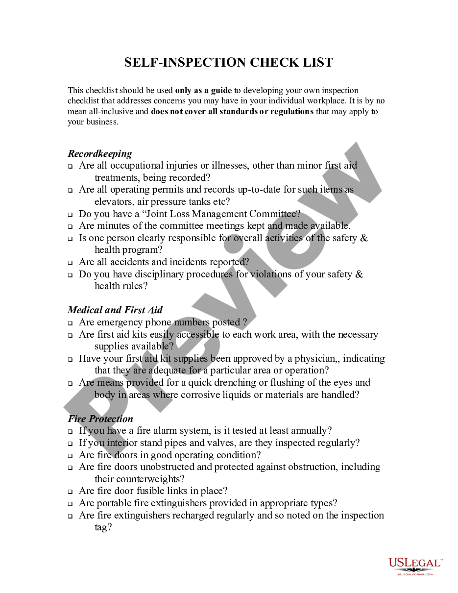 page 0 New Hampshire Self Inspection Checklist preview