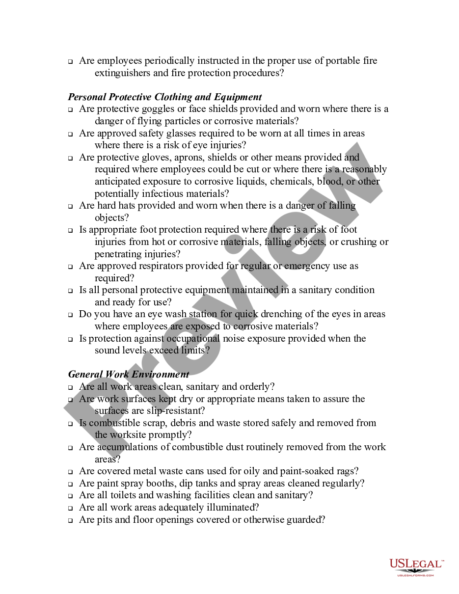 page 1 New Hampshire Self Inspection Checklist preview