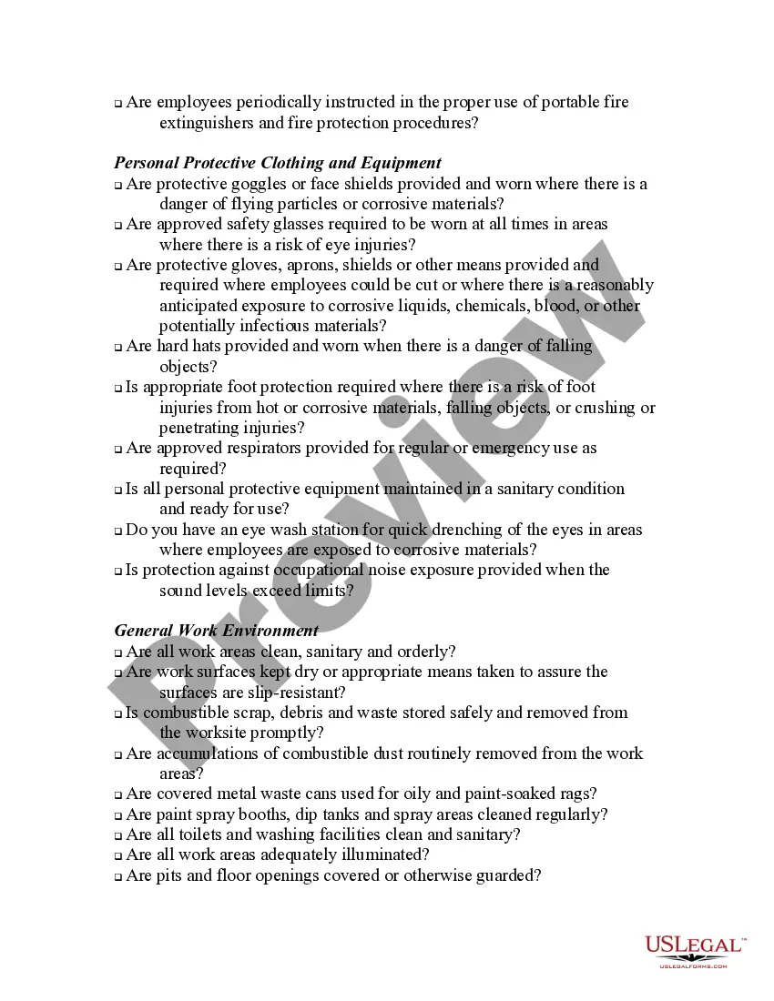 Preview New Hampshire Self Inspection Checklist