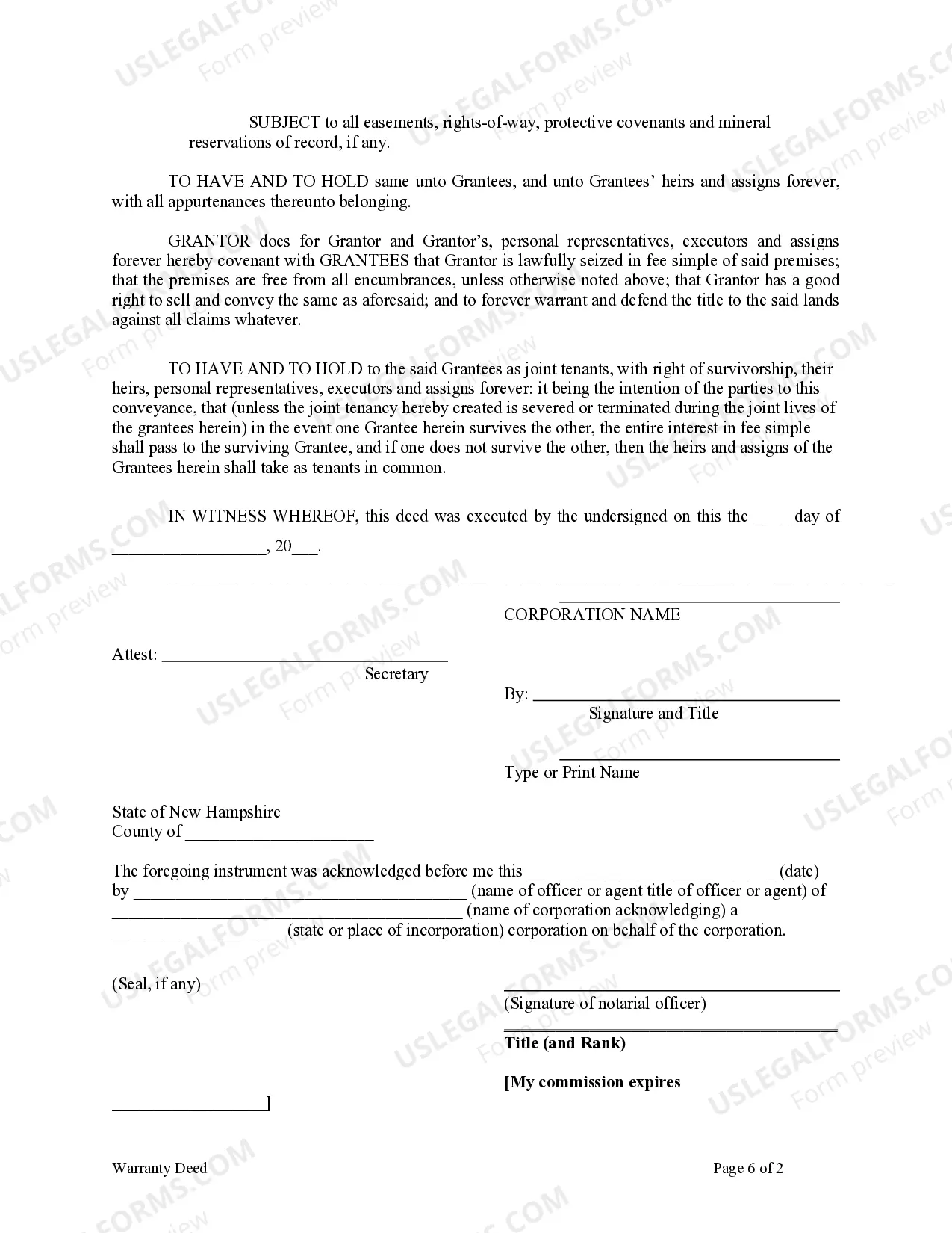 Preview Warranty Deed from Corporation to Two Individuals