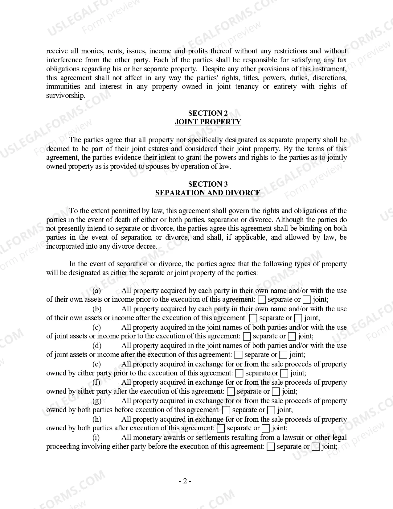 Preview Postnuptial Property Agreement