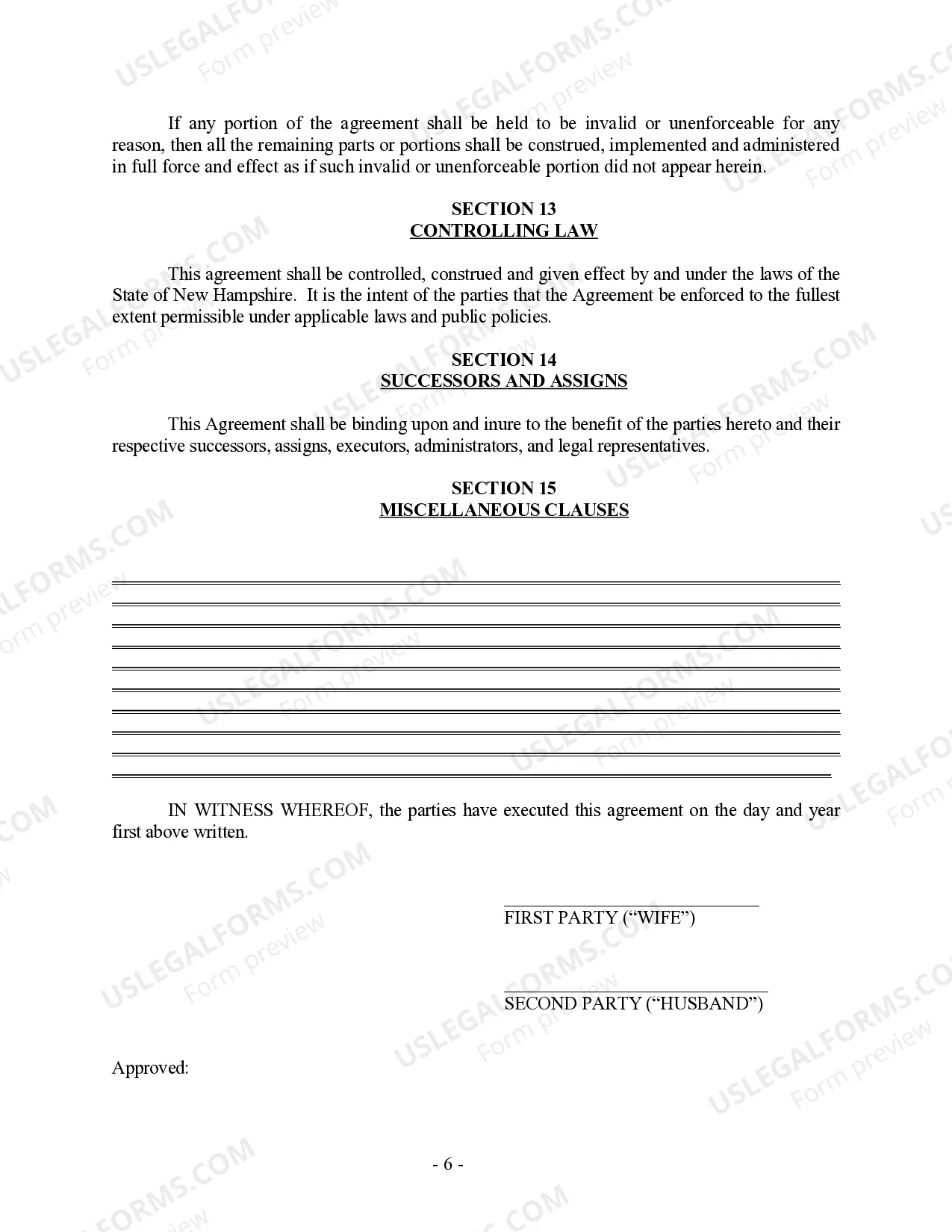 Preview Postnuptial Property Agreement