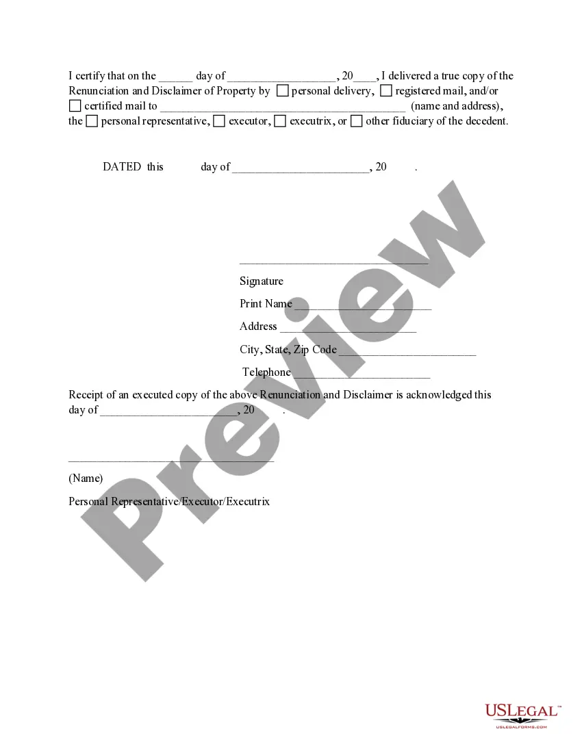 Preview Renunciation And Disclaimer of Real Property Interest