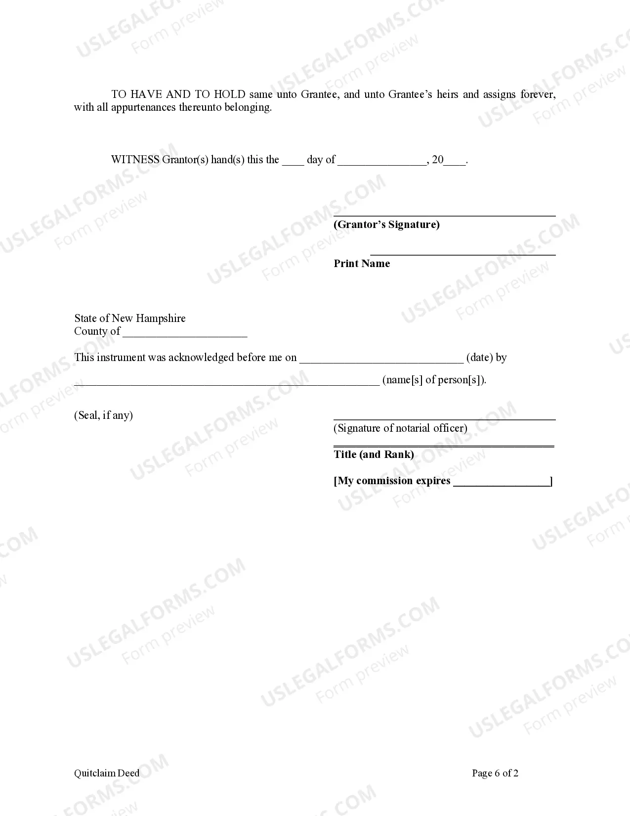 Preview Quitclaim Deed from Individual to Individual