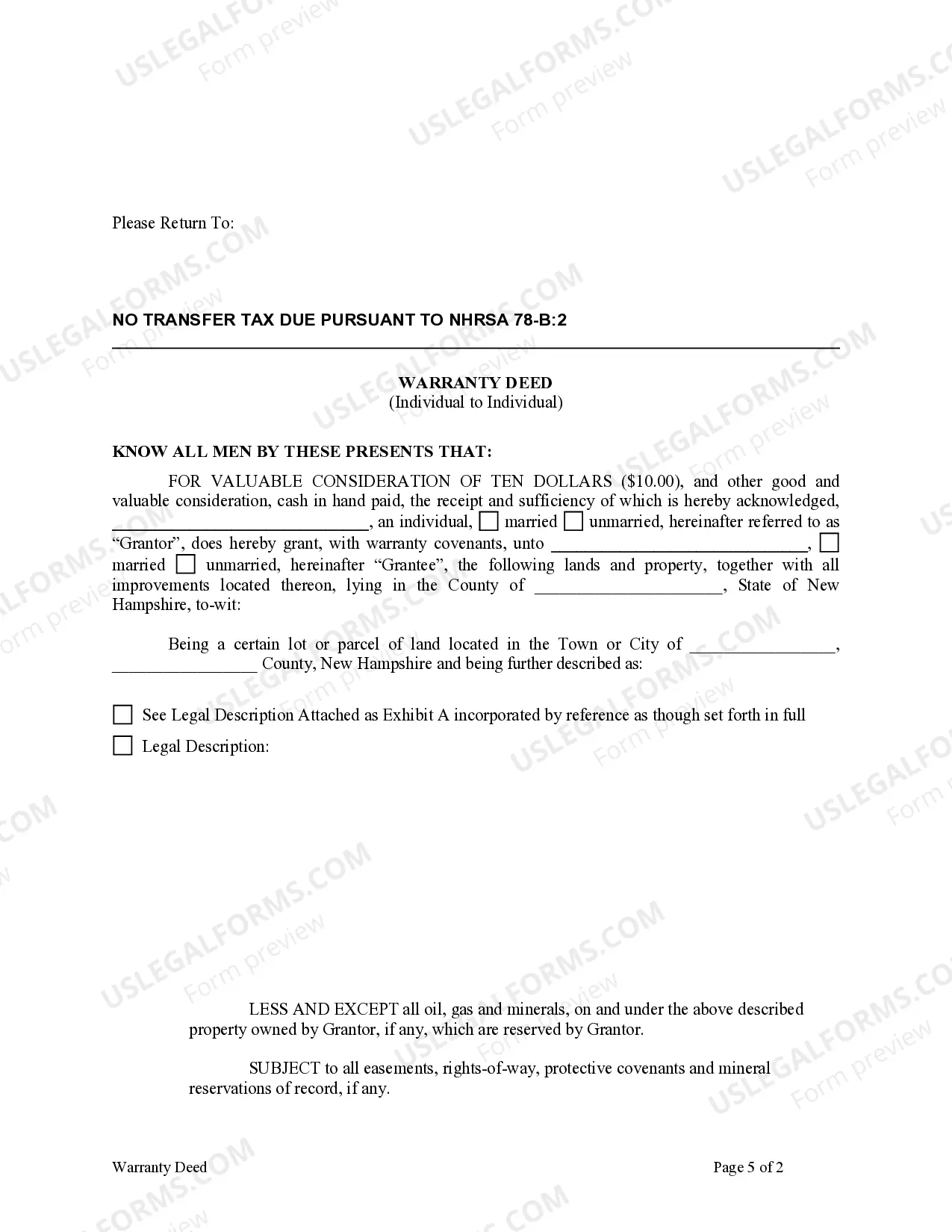 Preview Warranty Deed from Individual to Individual
