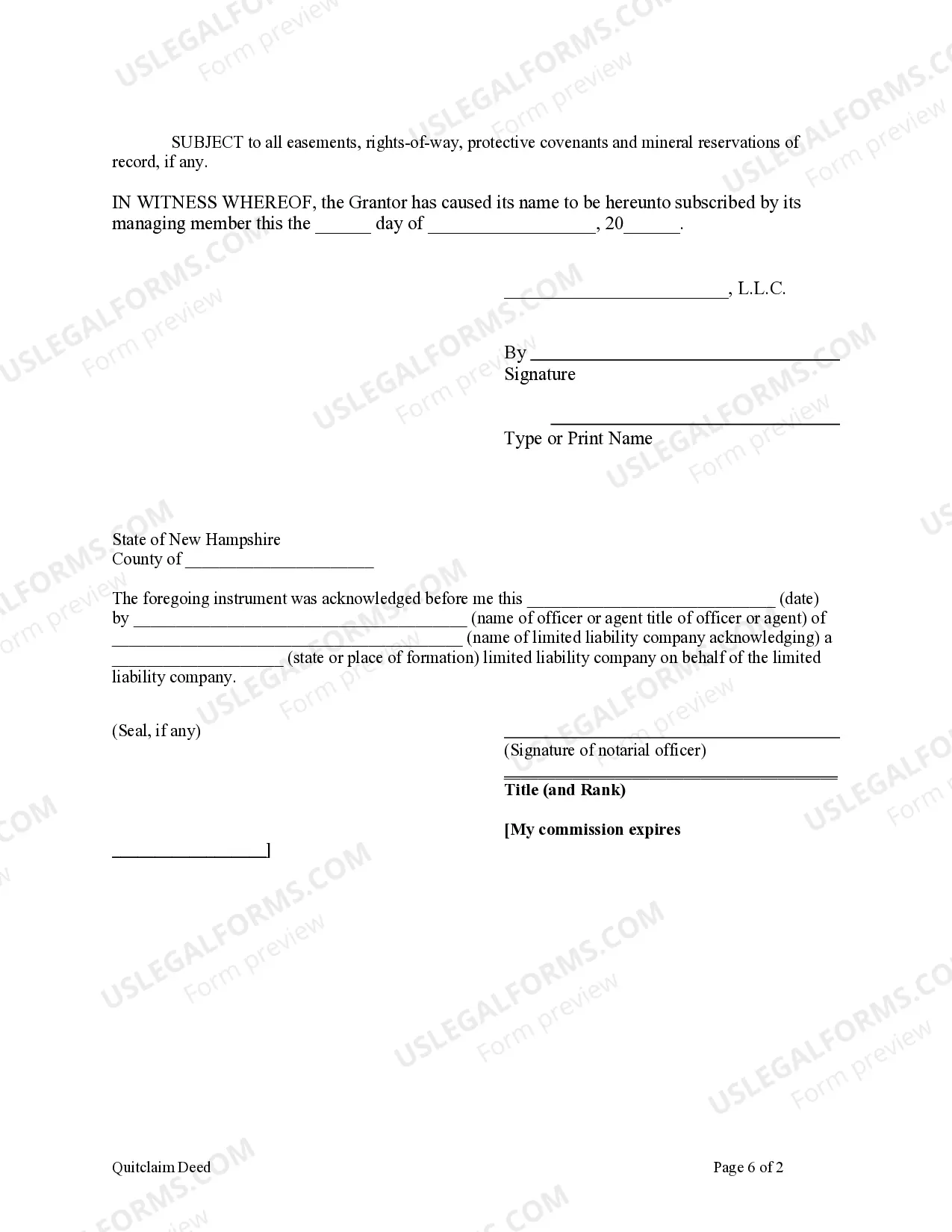 Preview Quitclaim Deed - Limited Liability Company to Husband and Wife