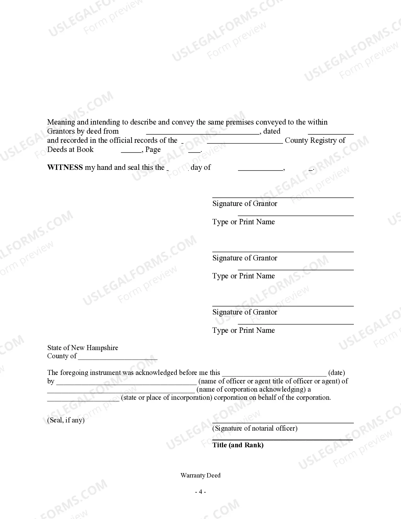 Preview Warranty Deed - Three Individuals to Four Individuals