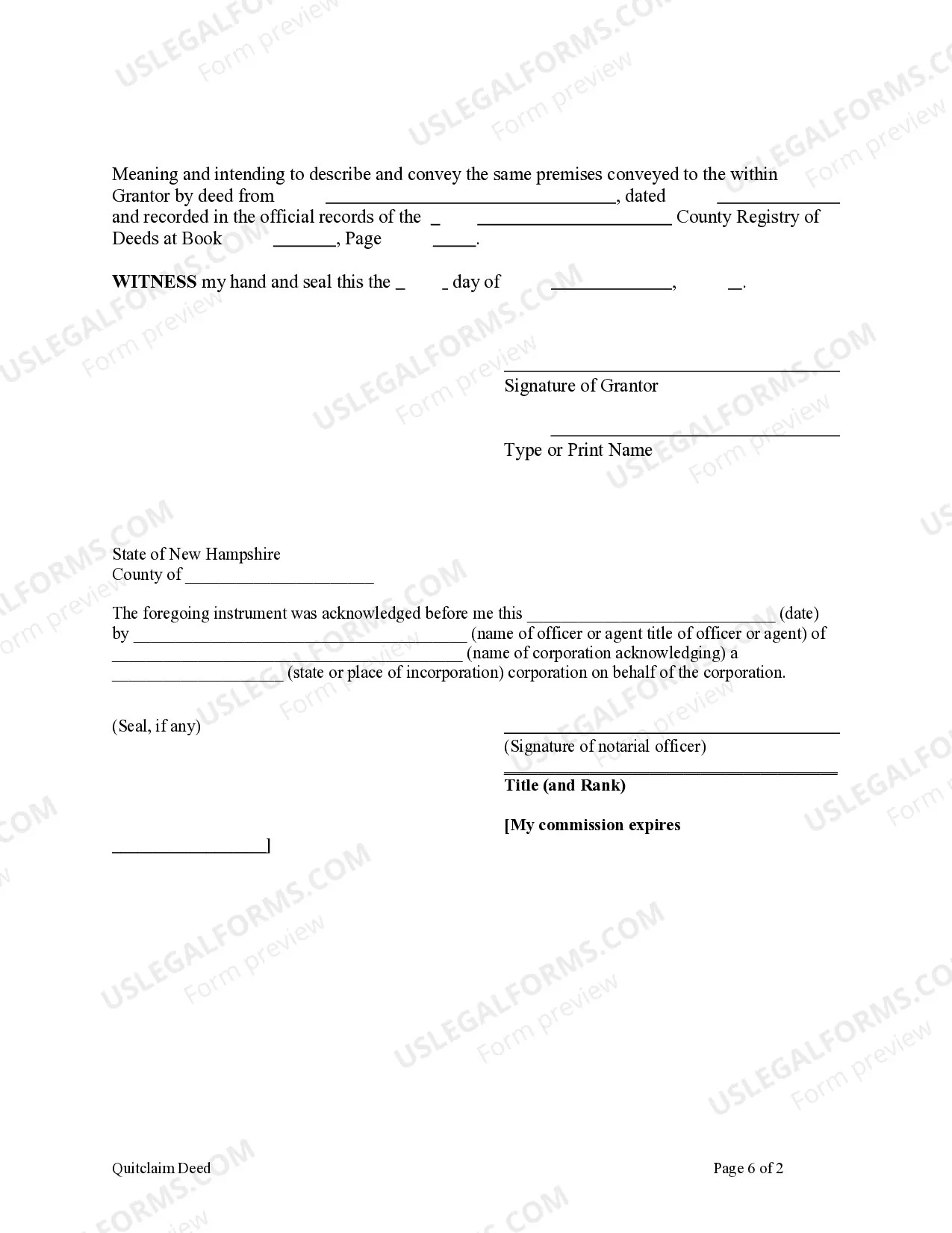 Preview Quitclaim Gift Deed from Individual to Husband and Wife