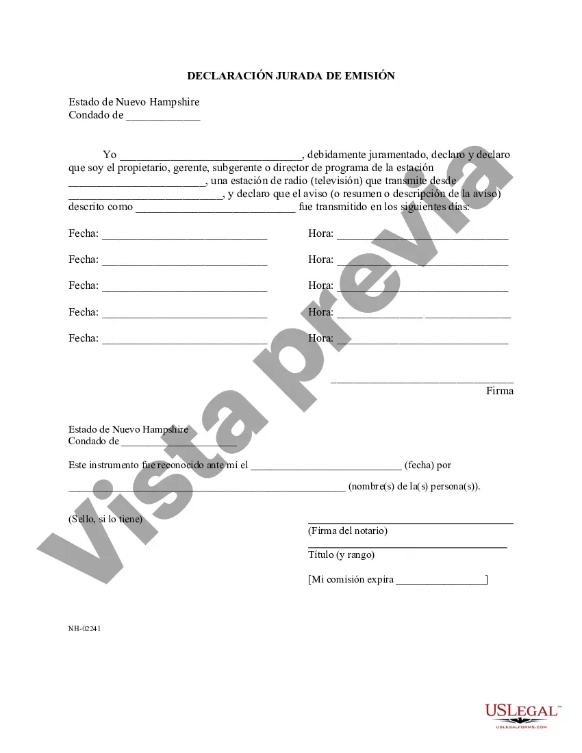 Preview Declaración Jurada de Emisión