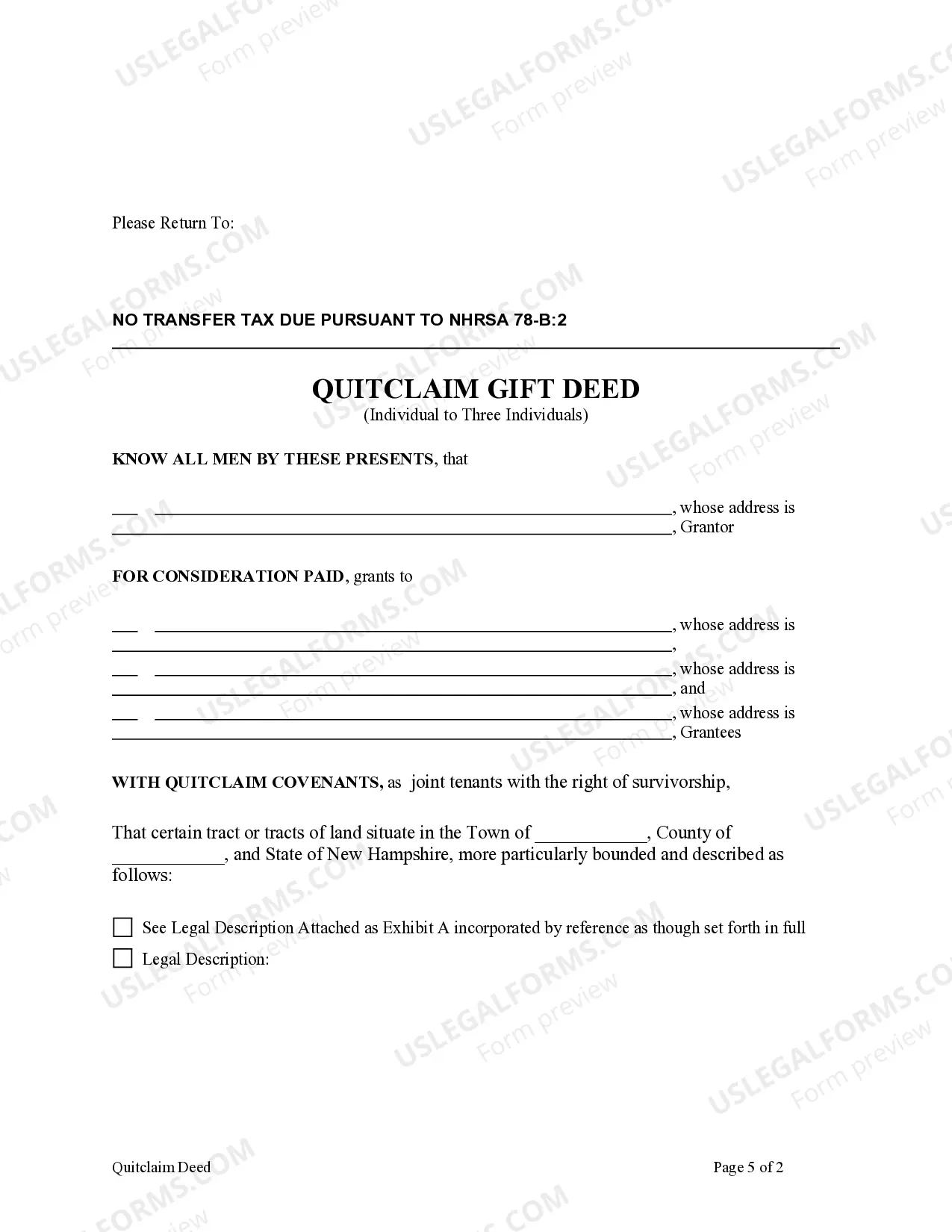 Preview Quitclaim Deed - Individual to Three Individuals
