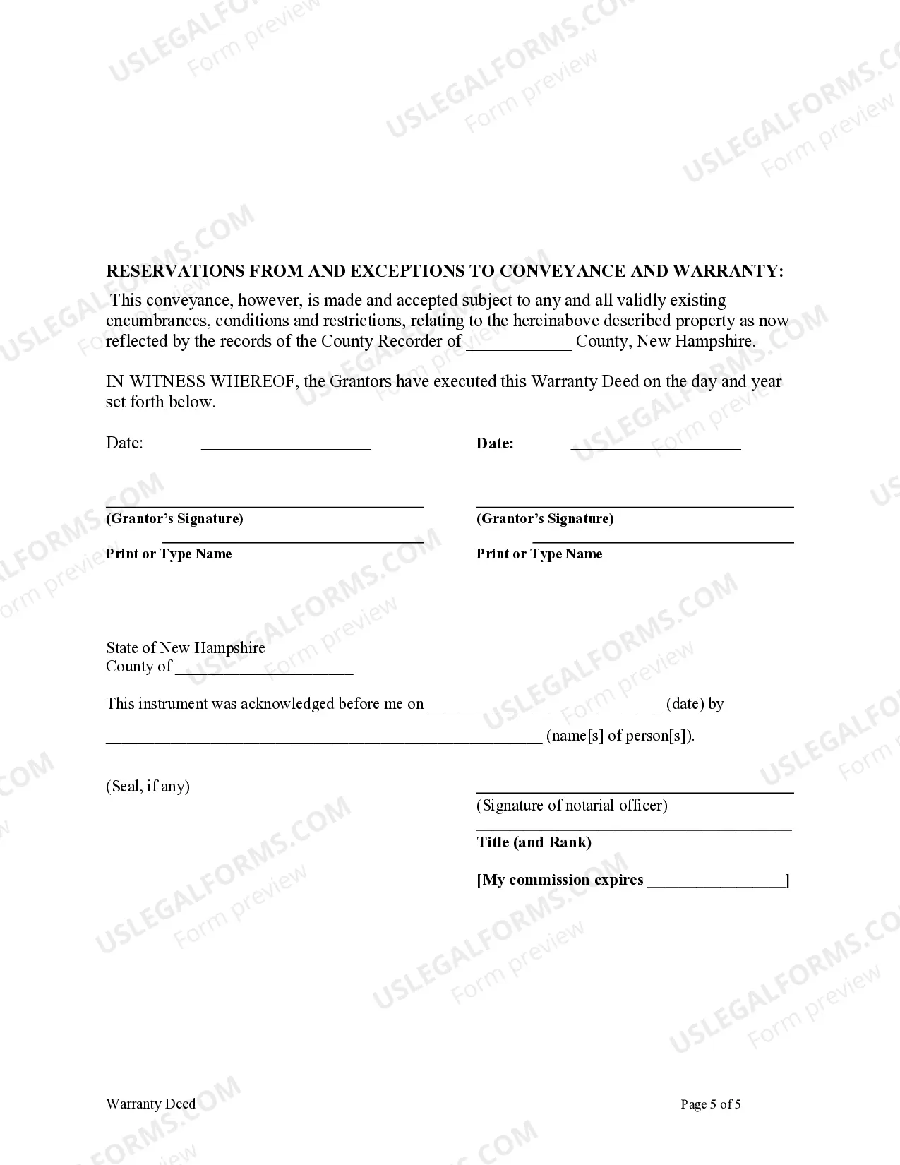 Preview Warranty Deed from Husband and Wife, or Two Individuals, to Husband and Wife, or Two Individuals.