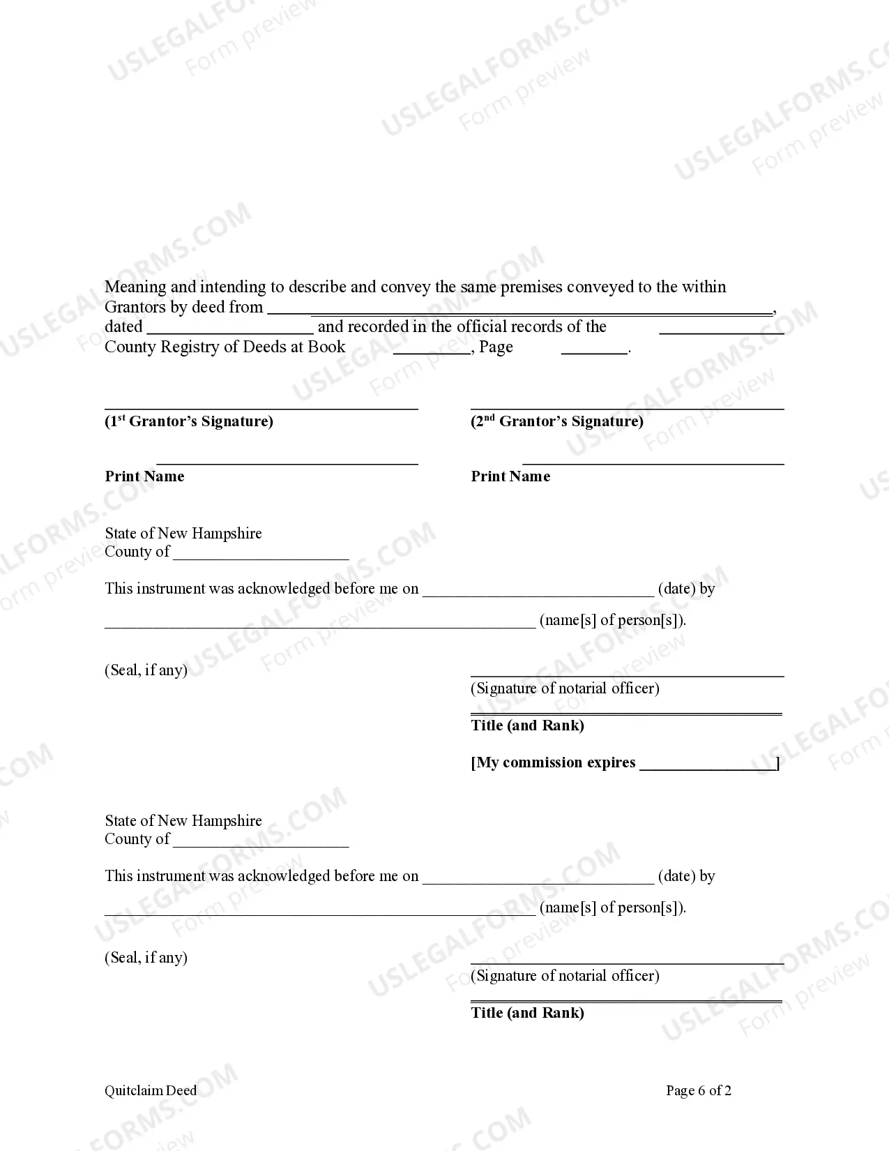 Preview Quitclaim Deed - Husband and Wife to a Trust