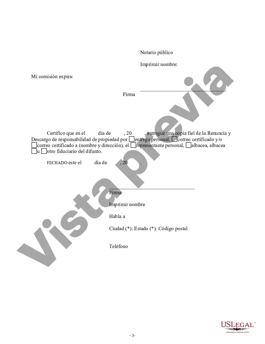 Preview Renuncia y renuncia de propiedad del testamento por testamento