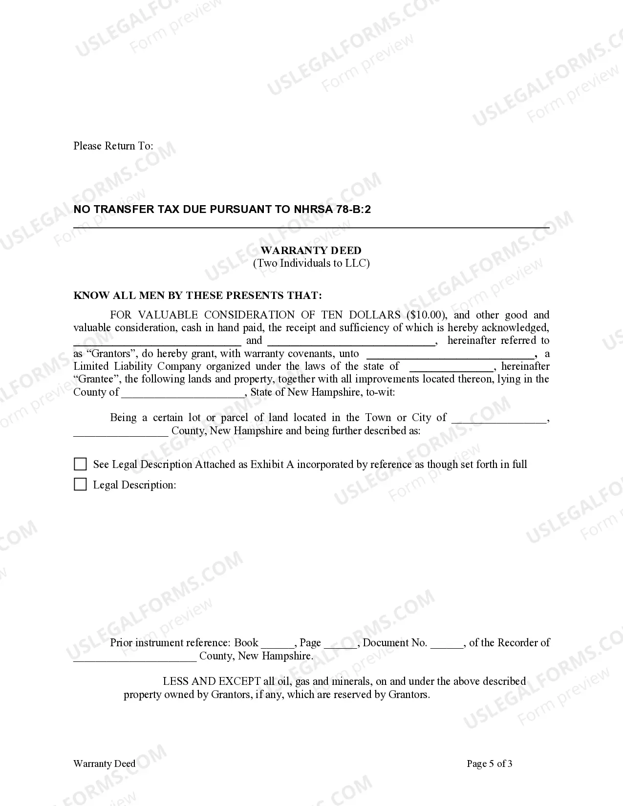 Preview Warranty Deed from two Individuals to LLC