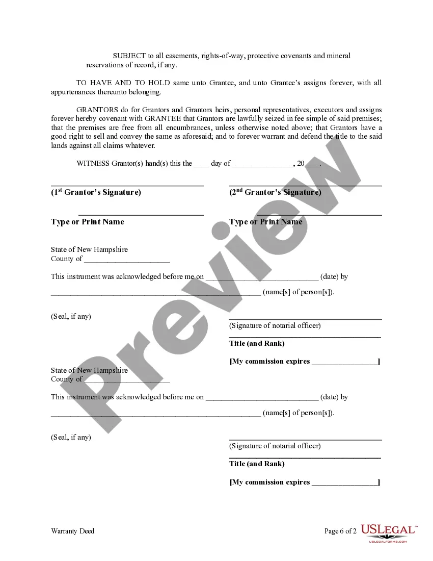 Preview Warranty Deed from two Individuals to Corporation