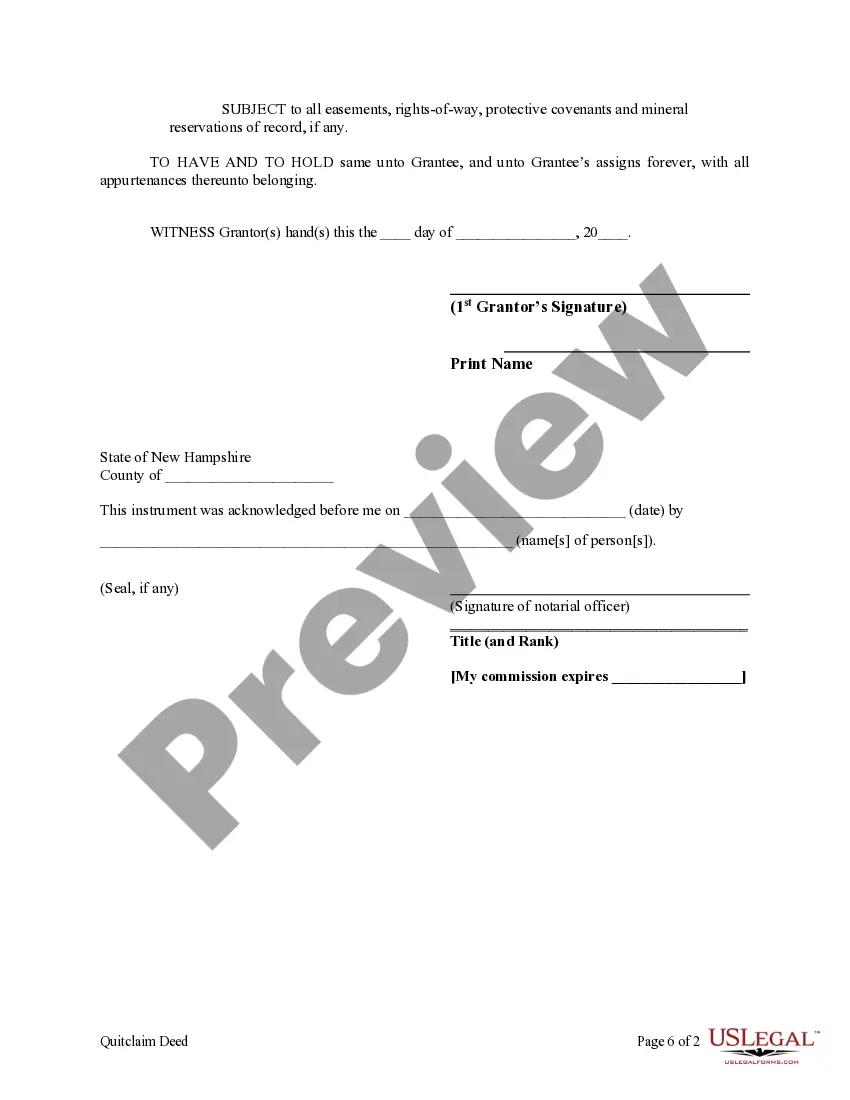 Preview Quitclaim Deed from Individual to Corporation