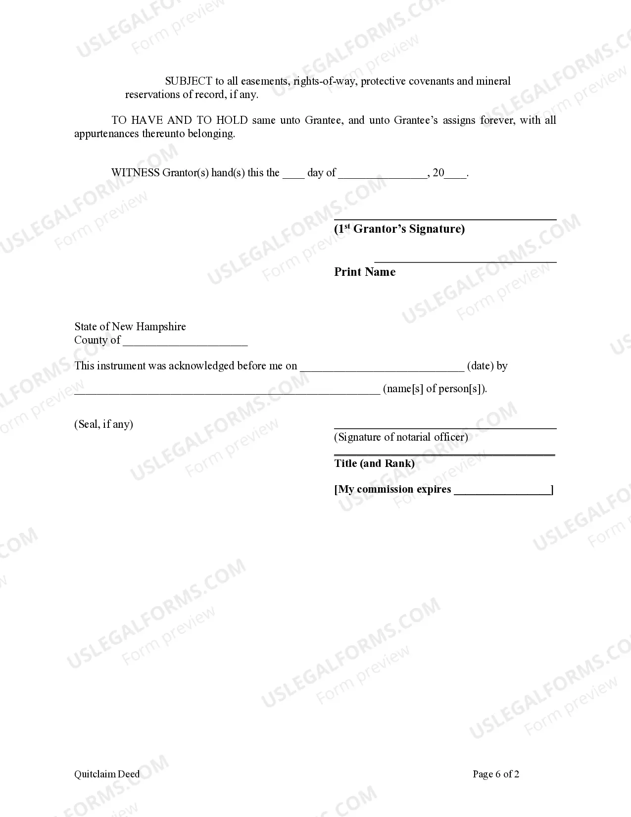 Preview Quitclaim Deed from Individual to LLC