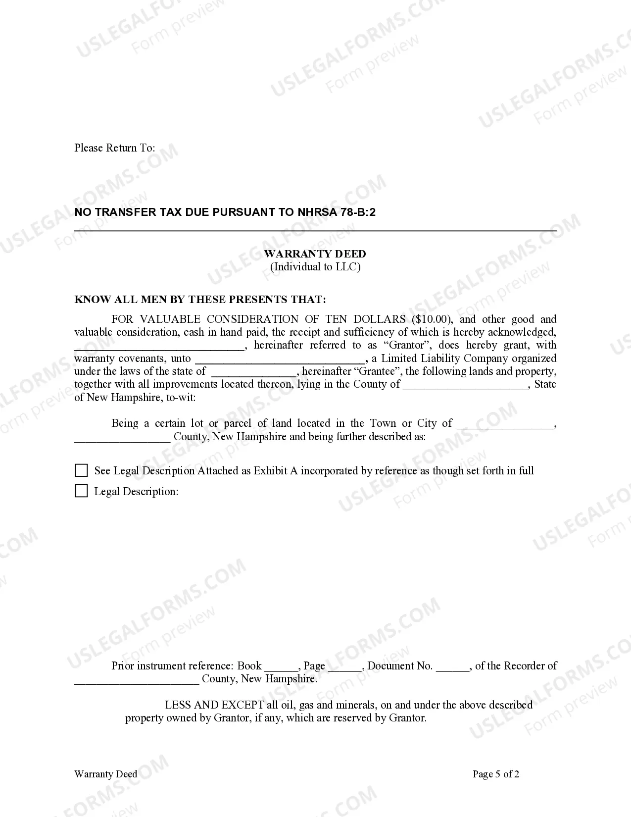 Preview Warranty Deed from Individual to LLC