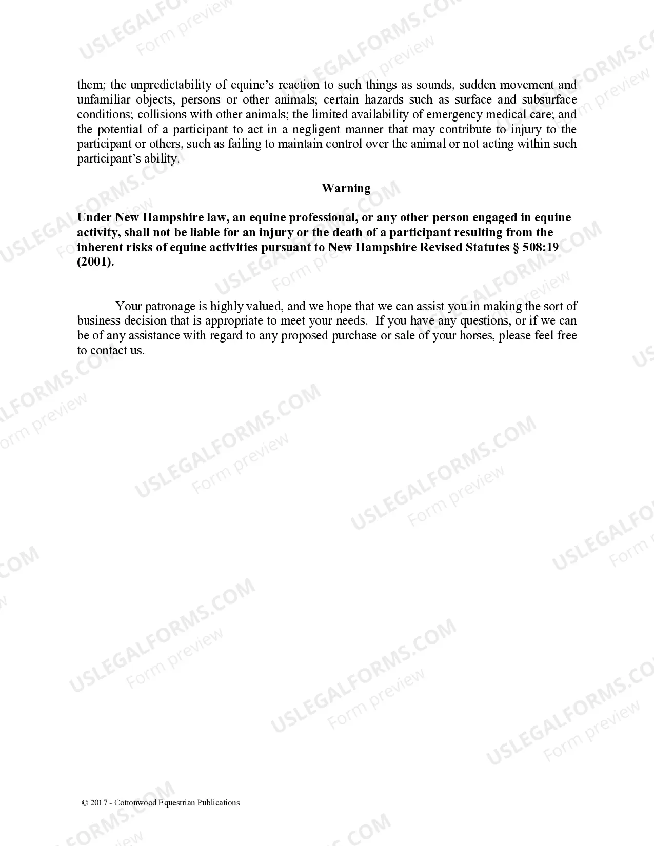 Preview Pre-Purchase Recommendations - Horse Equine Forms