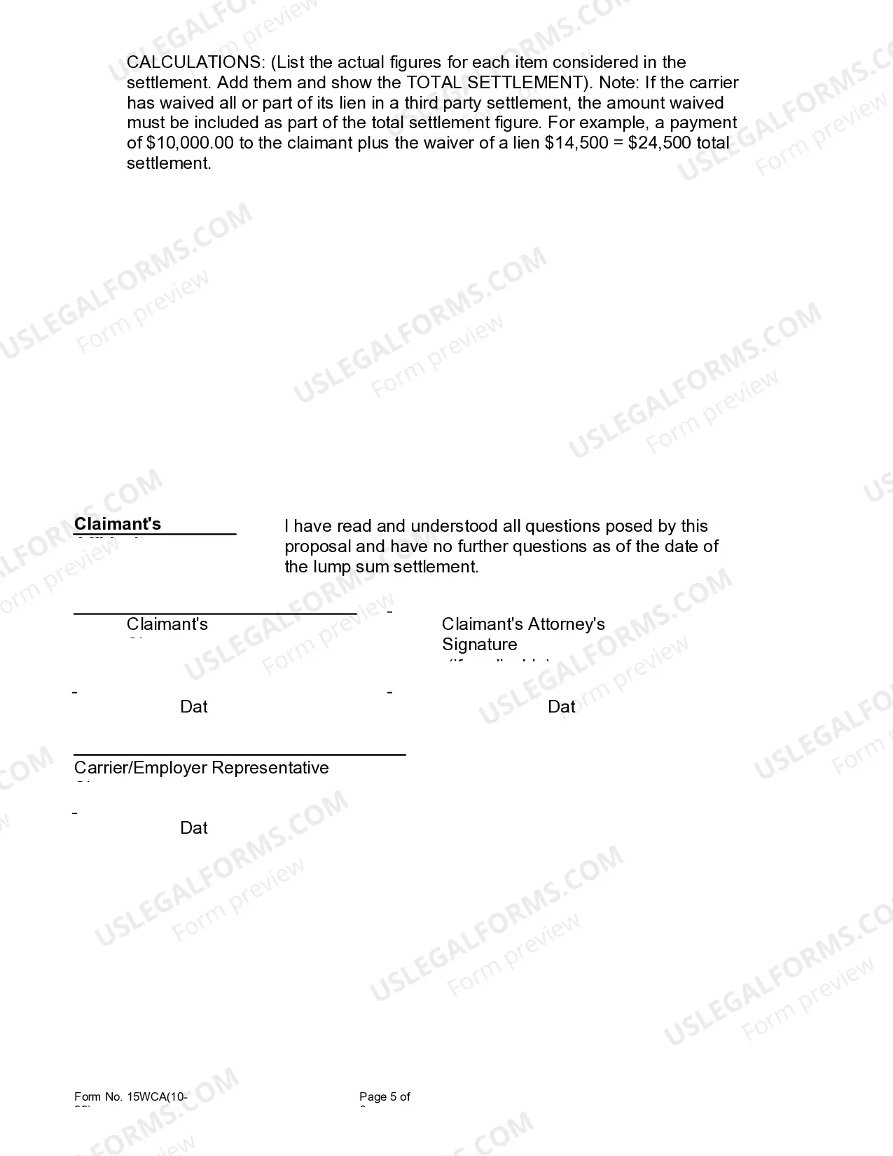 Preview Lump Sum Settlement Agreement