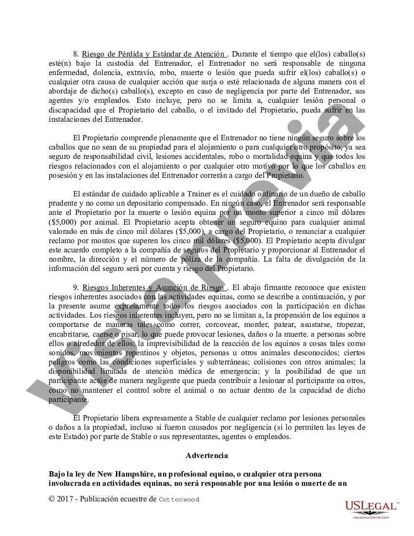 Preview Contrato de Entrenamiento - Caballo Equino Formas