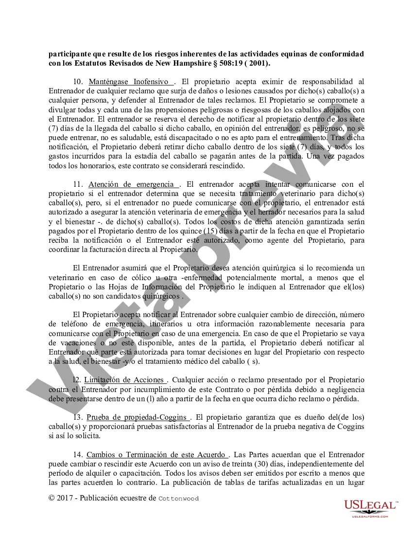 Preview Contrato de Entrenamiento - Caballo Equino Formas