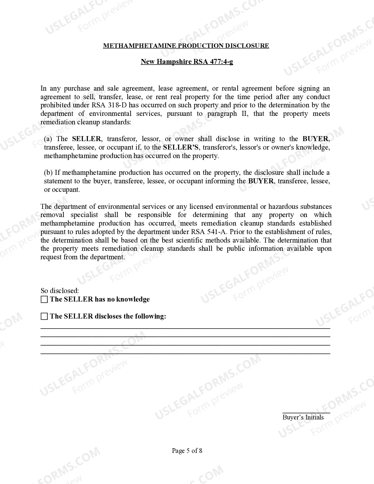 Preview Commercial Real Estate Sales Disclosure Statement
