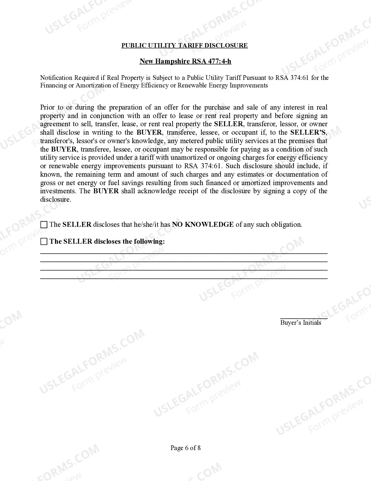 Preview Commercial Real Estate Sales Disclosure Statement