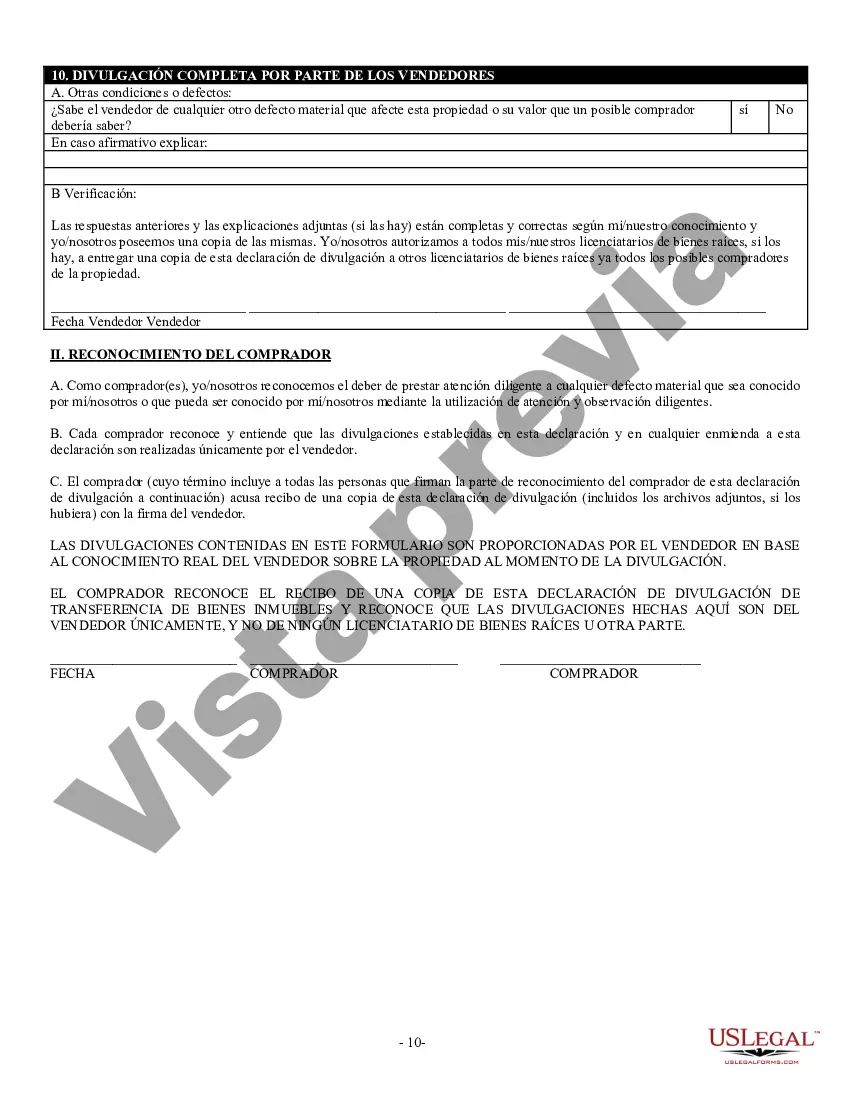 Preview Declaración de Divulgación de Ventas de Bienes Raíces Residenciales