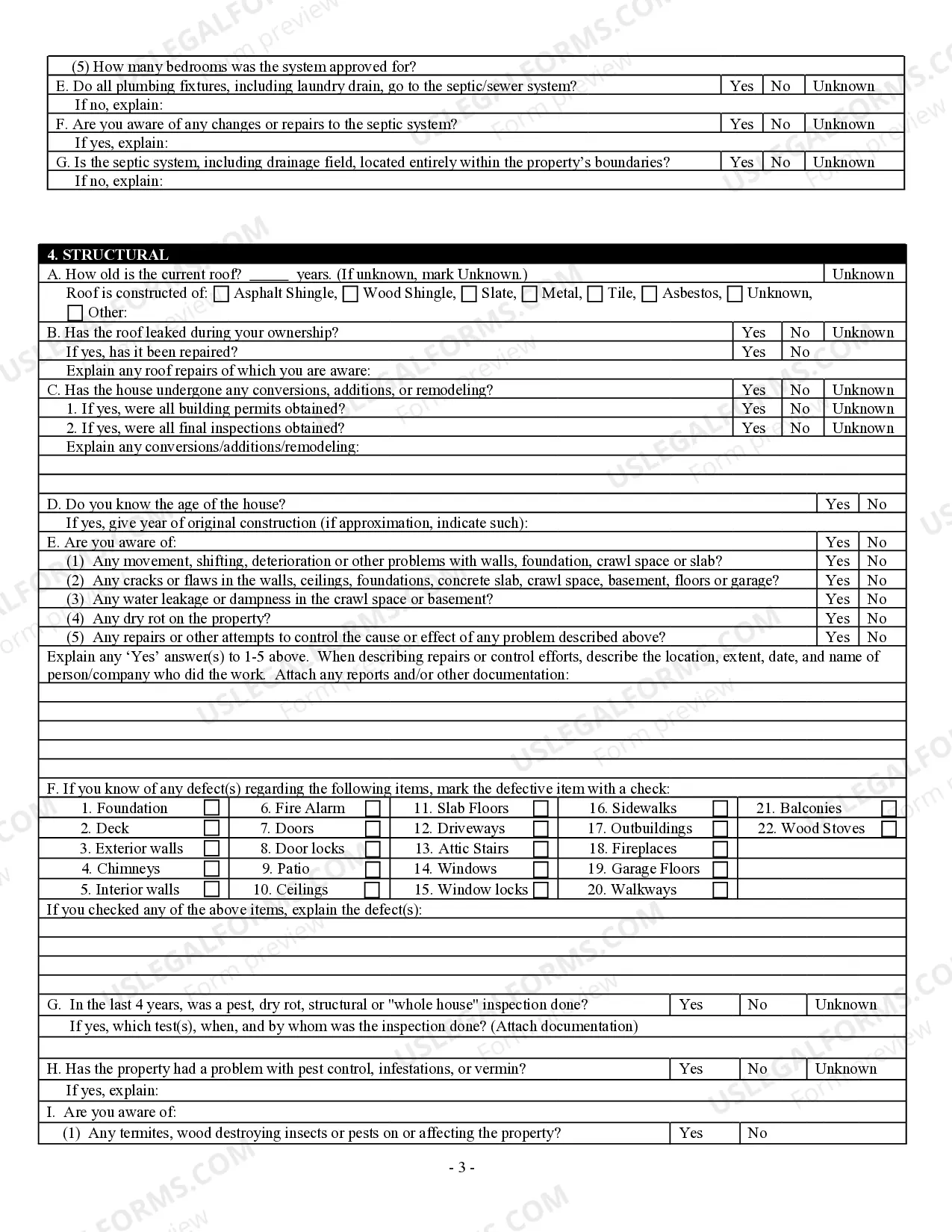 Preview Residential Real Estate Sales Disclosure Statement