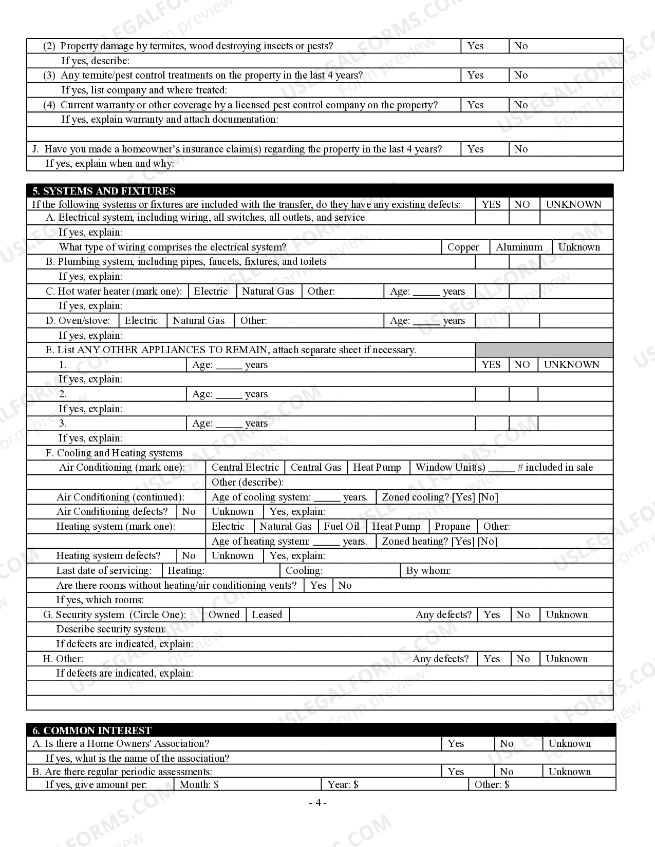 Preview Residential Real Estate Sales Disclosure Statement