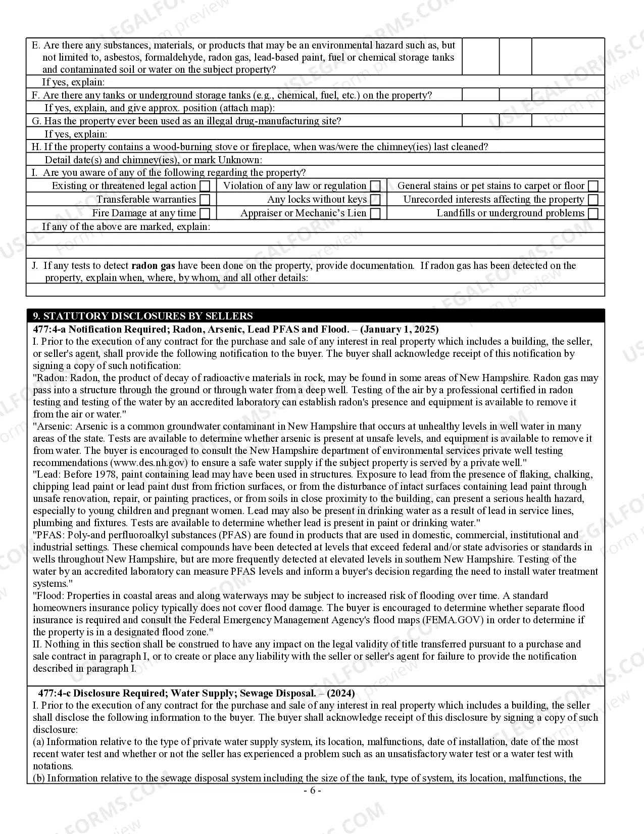 Preview Residential Real Estate Sales Disclosure Statement