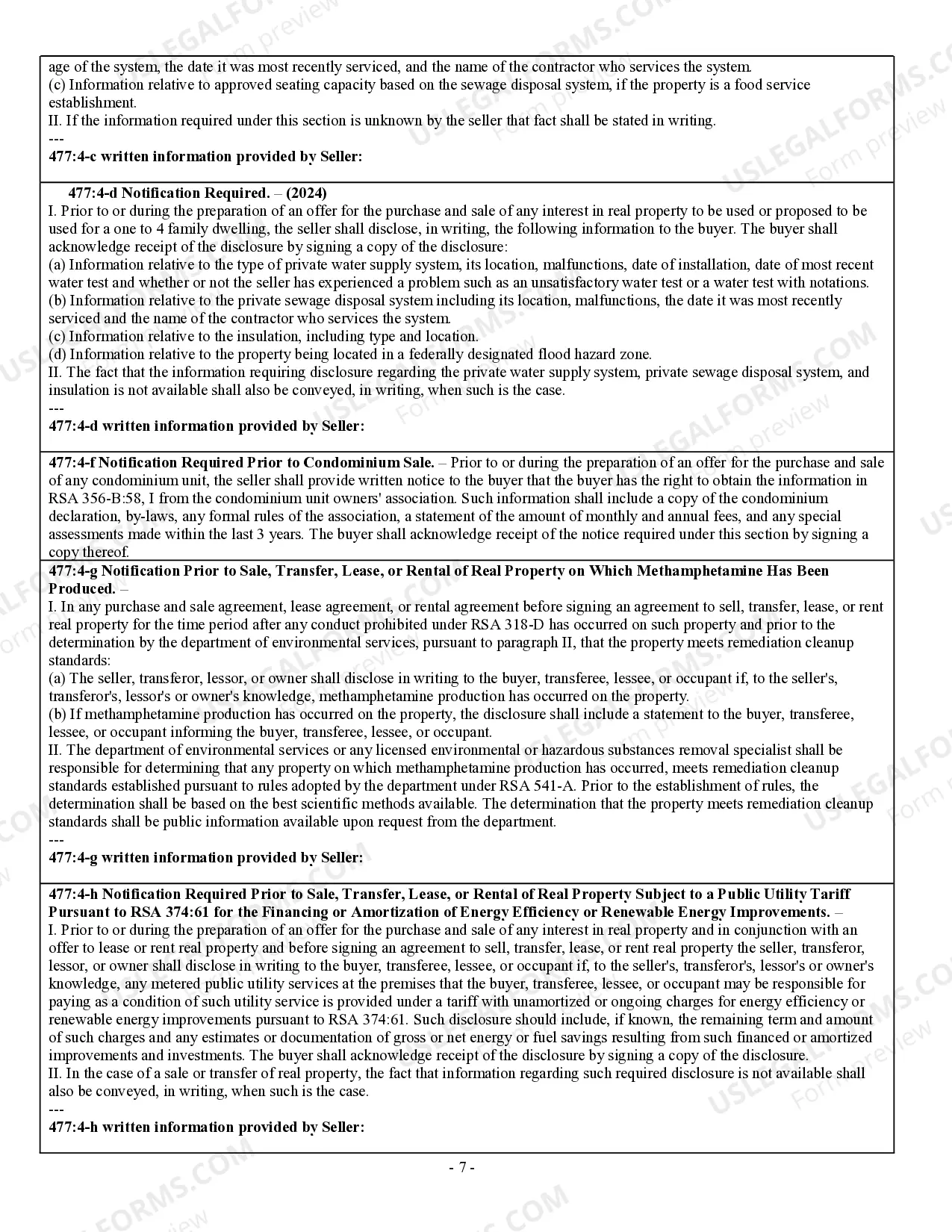 Preview Residential Real Estate Sales Disclosure Statement