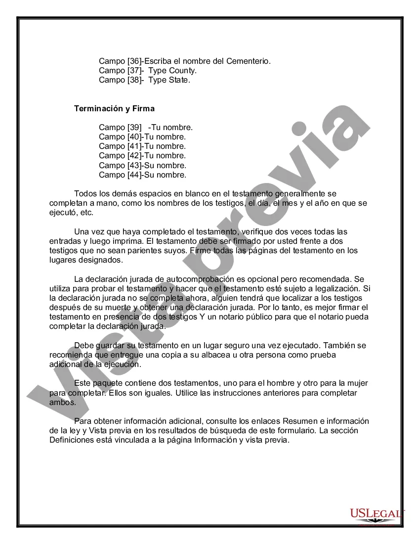 Preview Testamentos mutuos que contienen última voluntad y testamentos para personas solteras que viven juntas sin hijos