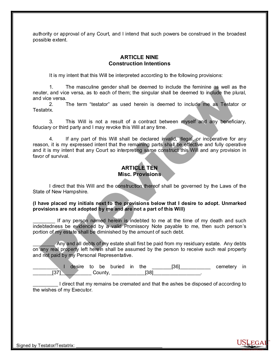 page 7 Mutual Wills containing Last Will and Testaments for Unmarried Persons living together with No Children preview