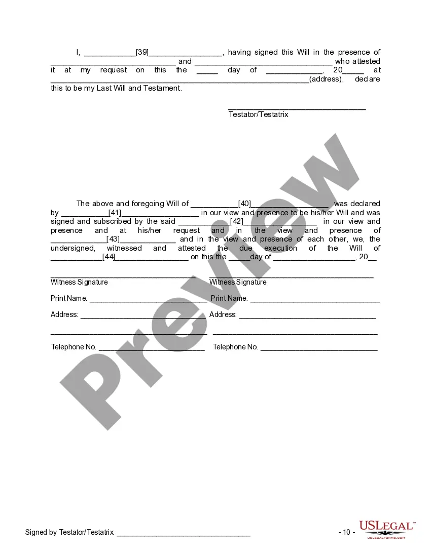 Preview Mutual Wills containing Last Will and Testaments for Man and Woman living together not Married with No Children