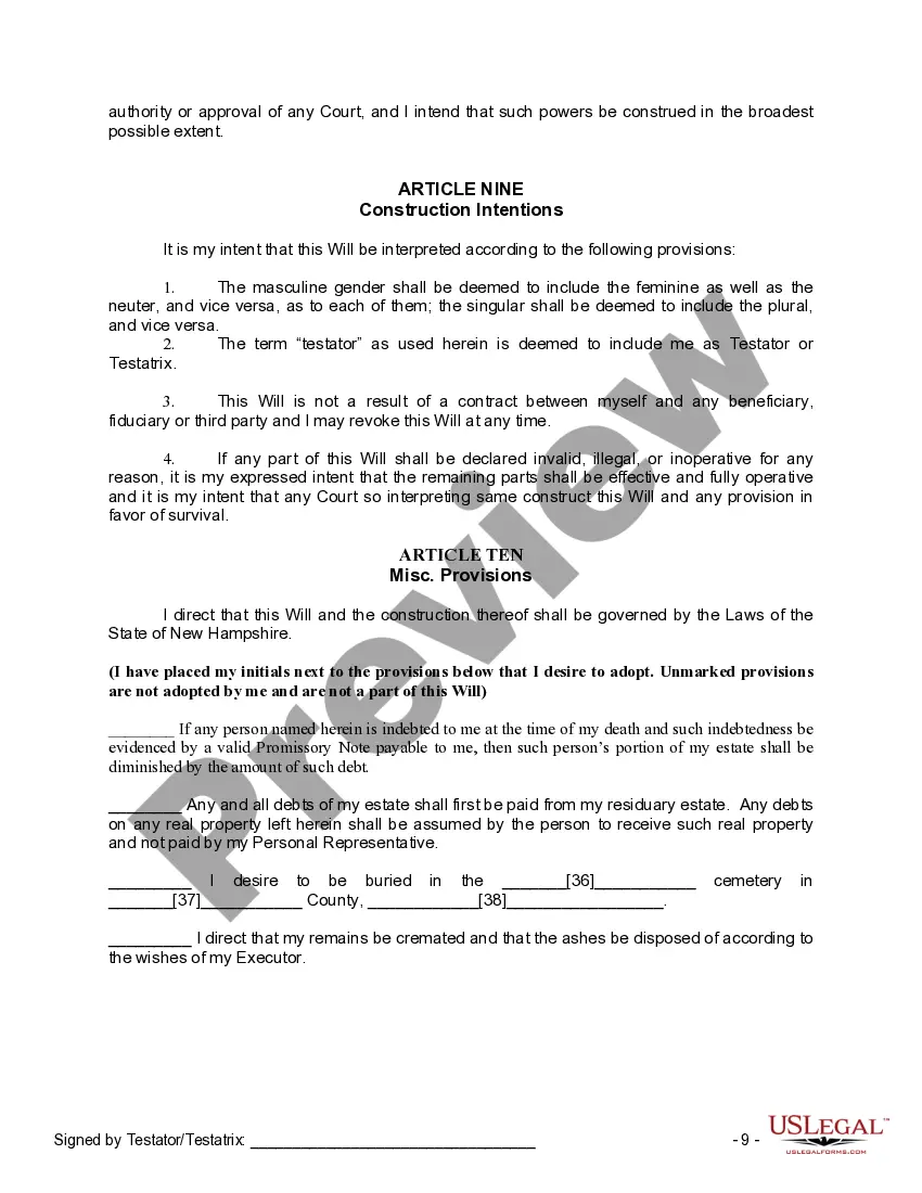 Preview Mutual Wills containing Last Will and Testaments for Man and Woman living together not Married with No Children