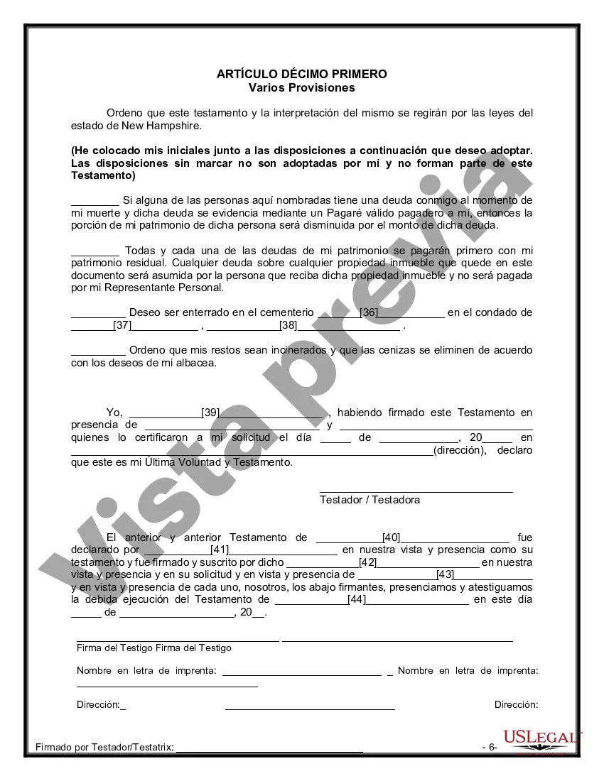 Preview Paquete de Testamentos Mutuos de Últimas Voluntades y Testamentos para Personas Solteras que conviven con Hijos Adultos