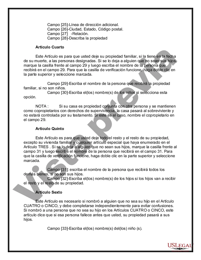 Preview Paquete de Testamentos Mutuos de Últimas Voluntades y Testamentos para Personas Solteras que conviven con Hijos Adultos