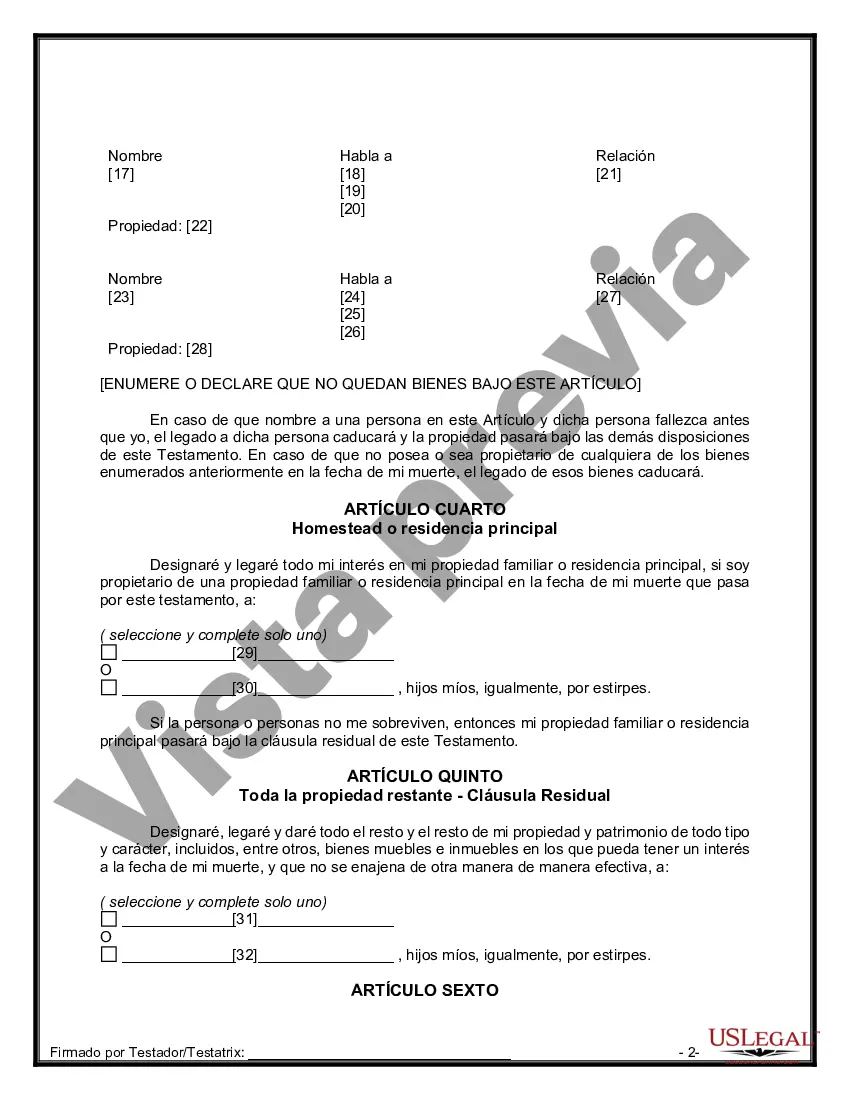 Preview Paquete de Testamentos Mutuos de Últimas Voluntades y Testamentos para Personas Solteras que conviven con Hijos Adultos