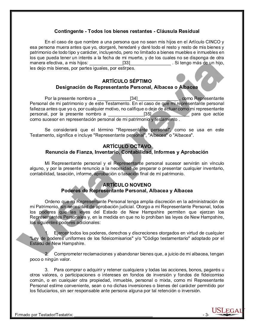 Preview Paquete de Testamentos Mutuos de Últimas Voluntades y Testamentos para Personas Solteras que conviven con Hijos Adultos