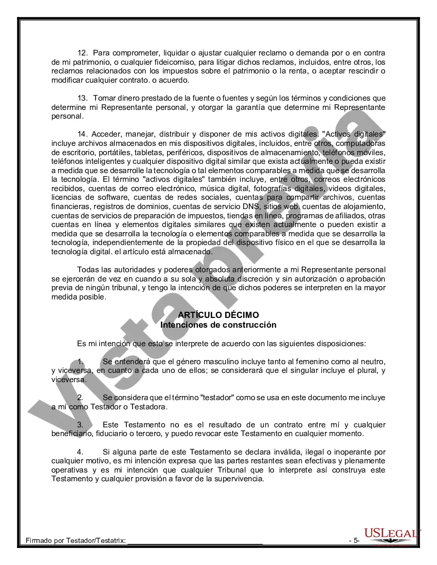 Preview Paquete de Testamentos Mutuos de Últimas Voluntades y Testamentos para Personas Solteras que conviven con Hijos Adultos