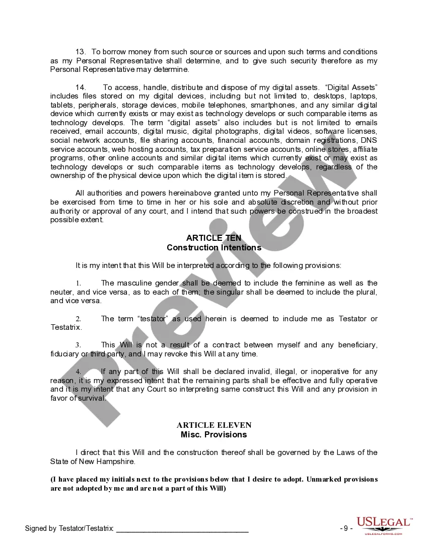 Preview Mutual Wills Package of Last Wills and Testaments for Man and Woman living together not Married with Adult Children