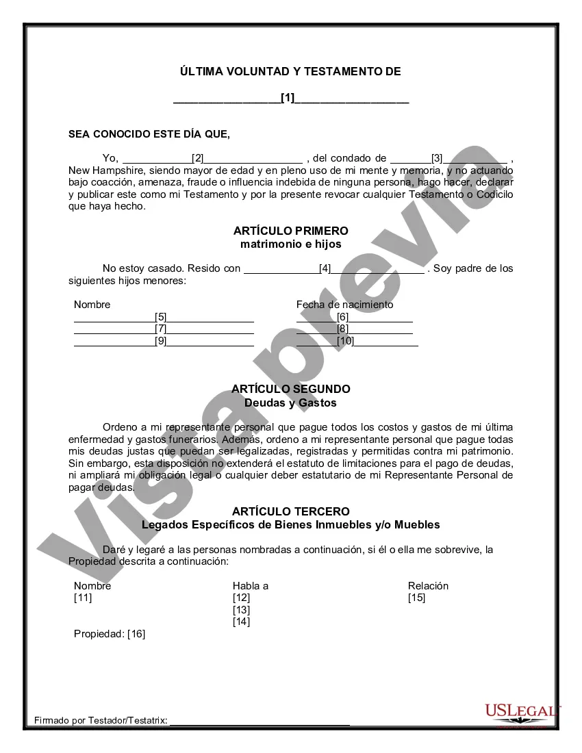 Preview Testamentos Mutuos o Últimas Voluntades y Testamentos para Personas Solteras que conviven con Hijos Menores